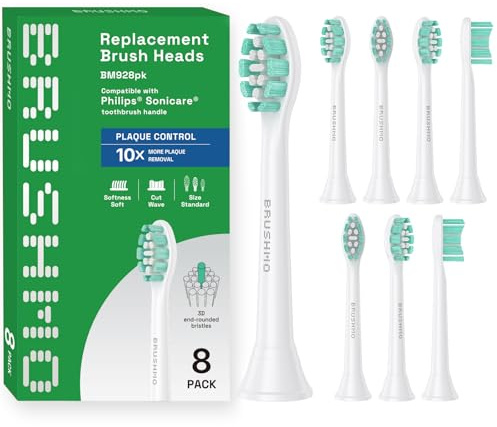 BRUSHMO Plaque Control Heads Compatible with Philips Sonicare, 8 Pack