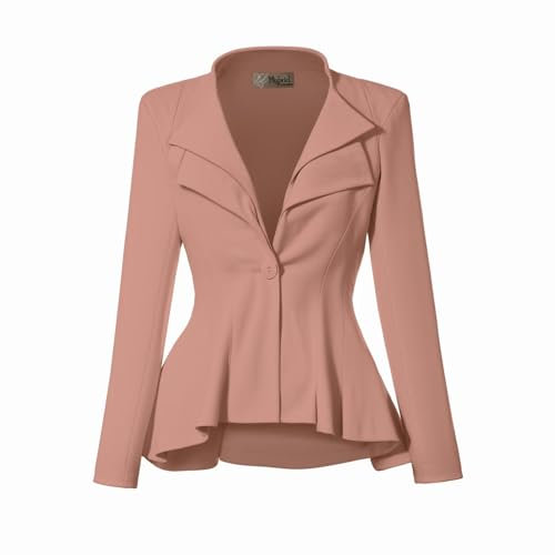 Hybrid & Company Damen doppelte Kerbe Revers Büro Blazer Kleine Lila-elegant & Premium-Gewicht