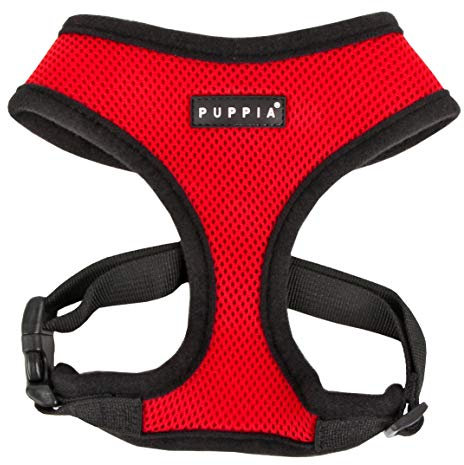 Puppia Hundegeschirr für kleine und mittelgroße Hunde - super weich in vielen Farben - Auch als Welpengeschirr verwendbar -Antizuggeschirr für Hunde, Rot, XS