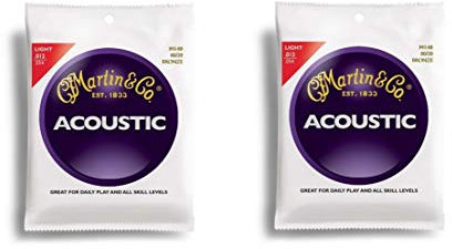 Martin & Co Lot de 2 sets de cordes pour guitare acoustique M-140, bronze, touché light, calibre 12-54