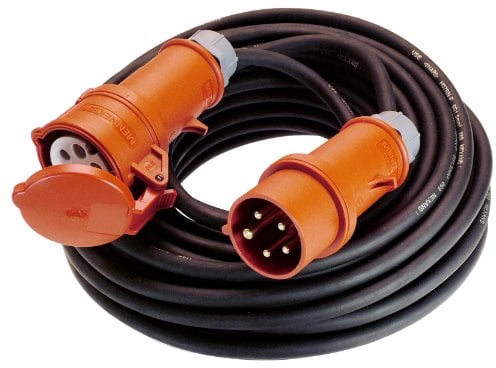 as - Schwabe Starkstrom Verlängerungskabel 50 m H07RN-F 5G6 - CEE Phasenwendestecker - 400V/32A/ca. 22kW - 5-polige, robuste CEE Verlängerung für Außenbereich - IP44 - Made in Germany, 60513