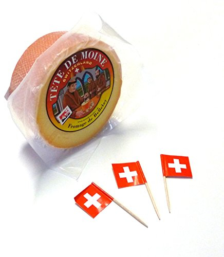 Original AOP Tete de Moine Käse für Girolle halber Laib ca 400 g (ohne Kühlversand) + 3 schweizer Fähnchen