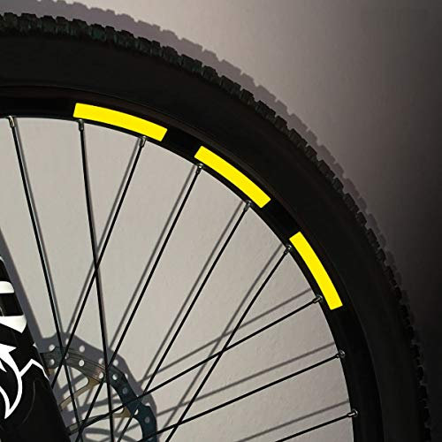 Motoking Fahrrad-Reflektorenaufkleber - Gelb - 22 Aufkleber im Set - Breite: 10 mm - reflektierende Felgenaufkleber für Mountainbike-, Fahrradfelgen & mehr
