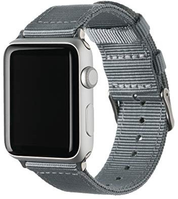 Archer Watch Straps - Correas de Nailon Premium para Apple Watch (Gris/Acero Inoxidable, 44/45/46/49mm)