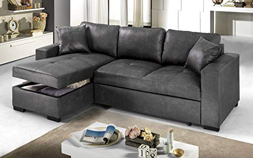 Dafne Italian Design Ecksofa, 3-Sitzer, Kunstleder, Grau, (238 x 147 x 85 cm)