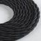 Klartext – Cable textil trenzado luminoso para iluminación, 3 x 0,75 mm, algodón negro, 3 m. Atención: cable tierra incluido. Máxima seguridad a prueba de golpes.
