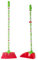 Vigar Kids - Escoba y Recogedor Infantil - Modelo con Flores y Mariquitas - 22 x 16 x 77,5 cm - Set de Juguetes de Limpieza del Hogar - Verde y Blanco
