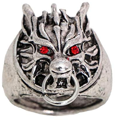 Chaks Hexer Silber Ring mit Wolfskopf - Einheitsgröße