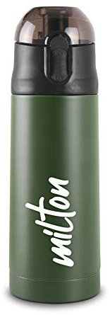 Milton New Crown 400 Thermosteel Hot or Cold Water Bottle, 350 ml, Green