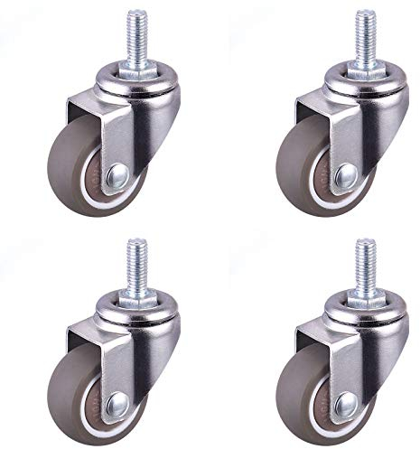 Caster Räder Mute Swivel Rotierende Gummirollen Mini Rollen Möbelrollen Enkrollen Mit Möbelrollen M6 Schwerlastrollen Rollen für Palettenmöbel Klein Rollen für Möbel M6x15mm mit Gewinde 25mm 4 Stück