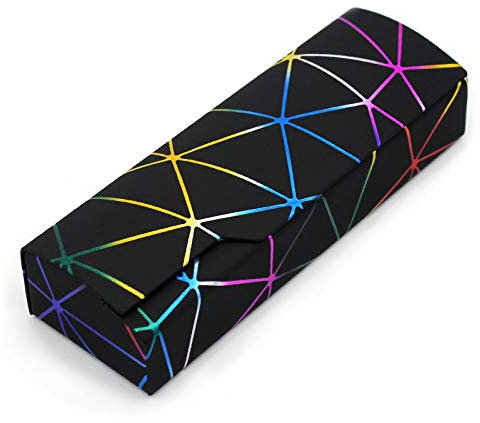 Abwuulq - Schillerndes Brillenetui, tragbare Schutzhülle für Brillen, modische Brillen, starre Abdeckung, Unisex, Schwarz, 6.3X2.1X1.4in