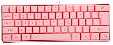 VBESTLIFE V700 RGB-Tastatur mit Hintergrundbeleuchtung, 61 Tasten Wired USB Gaming Mechanisch Beleuchtete Tastatur für Laptops und Desktop-Computer, Rosa