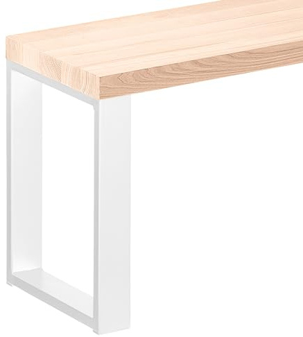 LAMO Manufaktur Sitzbank Esszimmer Holzbank 30x140x47 cm, Möbelfüße Simple Weiss/Roh, LSB-01-A-001-140-9016S