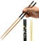 Tanaka Hashi Baguettes de cuisine japonaises longues fabriquées au Japon en bambou Saibashi Noir 33 x 0,8 cm
