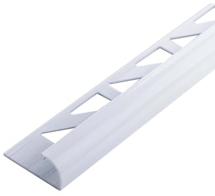 Dalsys Fliesenschiene Viertelkreisprofil Aluminium (eloxiert) Weiß 2,5m x 8mm, Rundprofil Halbrundprofil