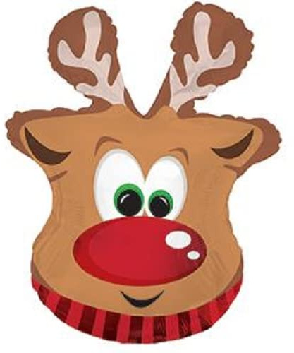 Jumbo-Folienballon mit Weihnachts-Rentier-Motiv, 66 cm