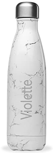 QWETCH Bouteille Isotherme Marbre Blanc Personnalisée Gravée 500 ml