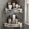 Voldra Corner Shower Caddy No Drilling, Shower Shelf Coner Adhesive Bathroom Corner Shelves with 4 Razor Hook No Drill Bathroom Organiser Storage Wall Mounted(2-Pack, Silver)