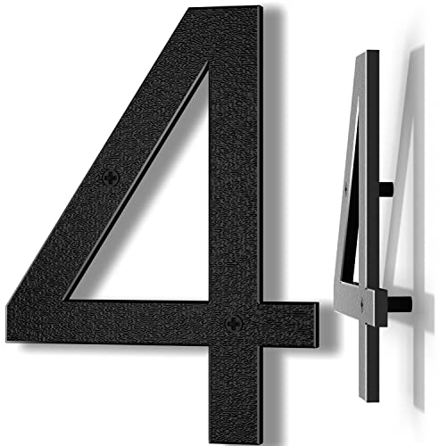 Yafimea Número de casa exterior 20 cm negro, Número grande para pared o valla con diseño moderno y efecto flotante 3D, plástico ABS resistente al clima (4)