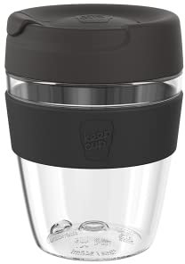 KeepCup Traveller, Reusable Travel Mug - Lightweight Plastic Coffee Cup with Leakproof Sipper Lid - 12oz / 340ml - Black