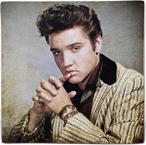 KUSTOM ART Magnet (Magnet) Serie Schauspieler Berühmte Elvis Presley Vintage-Stil aus Kollektion, Druck auf Holz 8 x 8 cm
