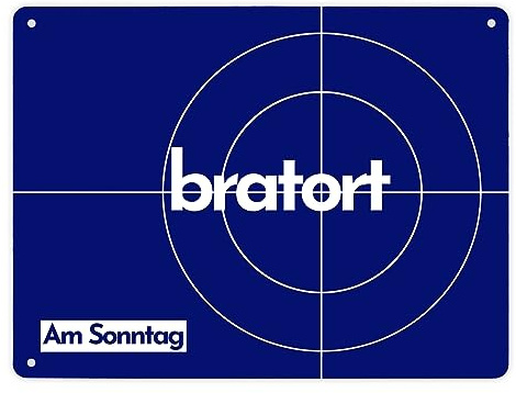 Bratort Metallschild XL in 21x28 cm mit Spruch: Bratort Am Sonntag ein dekoratives Blechschild für die Küche Kochen Braten Backen lustig Dekoration