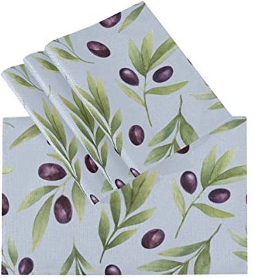 Platzdeckchen-Set, 4 Stück, wärmeisolierend, waschbar, zartes Aquarell, Olivenbaum, 45,7 x 30,5 cm, Küchentisch-Matten, Tischset für Esstisch