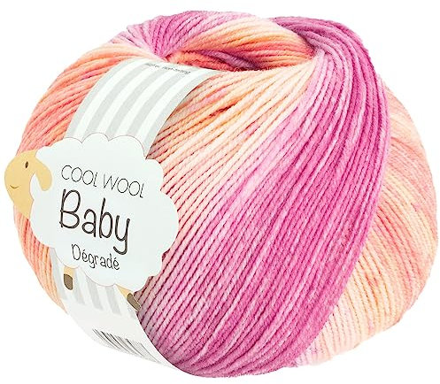 LANA GROSSA Cool Wool Baby Degrade | 100% Schurwolle Merino, filzfrei | Handstrickgarn aus 100% Schurwolle (Merino) | 50g Wolle zum Stricken & Häkeln | 220m Garn FB 523