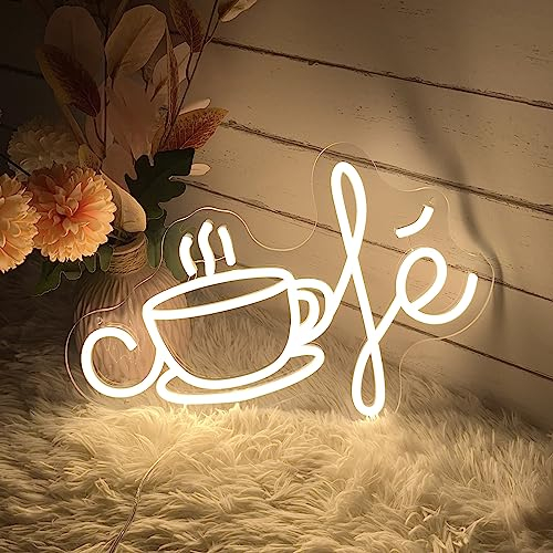 Neon Mural Café, 40 * 26.8cm Lettre Lumineuse Enseigne Décoration Neon Personnalisable Love Neon led pour Fêtes Mariage Cadeau d'anniversaire, Demande en Mariage Saint-Valentin