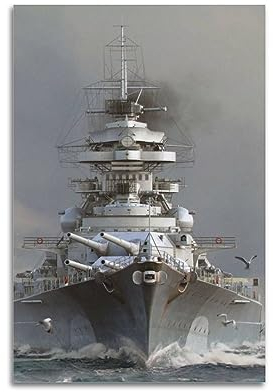 JONZA Kriegsposter Deutsche Bismarck-Klasse Schlachtschiff, dekoratives Gemälde, Leinwand, Wand und Kunstbild, Familienschlafzimmer, 40 x 60 cm