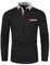 KUNJLELP Herren Poloshirt Basic Langarm aus Reiner Baumwolle Casual Polohemd Slim Fit Kontrastfarbe Golf T-Shirt,Schwarz 02,3XL