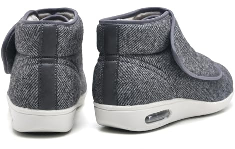 Pantoufles Diabétiques Homme Hiver Chaud Sandales Hommes Compensées Chaussures Baskets Mode Compensées pour Femme Espadrilles (Color : Gray, Size : 43 EU)