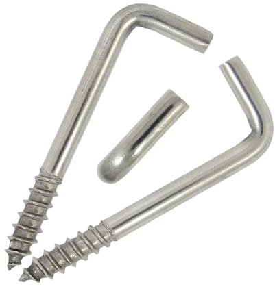 DIOS24 50 Stück Schraubhaken gerade L-Form mit Holzgewinde A2 4,0 x 45 mm - Holzschraube gebogen Wandhaken Hakenschraube Rechtwinklige Schrauben Deckenhaken Holzgewinde Edelstahl I