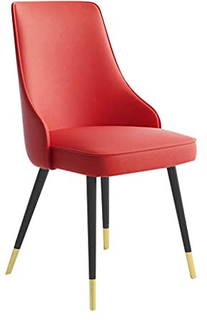 SOYDAN Küchenstühle Wasserdichte PU -Lederstühle Mit Metallbeinen Küche Wohnzimmer Lounge-Bänke (Stil: Red, Größe: Black Gold feet)