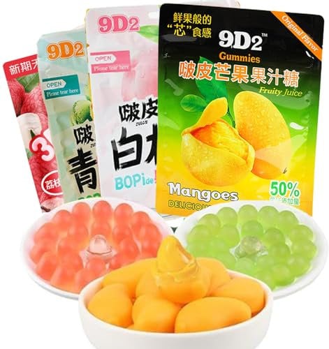 Peeling Fudge,50% Fruit Juice Content Soft Candy,White Peach Mango Litchi Grape Flavor Chewing Candy,Sweets Desserts,Peelable Gummies,New Year Candies,Casual Snacks gift (White Peach,1bag)