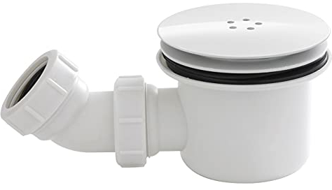 Balterley Shower Tray Waste with Drain Cover, Round Shower Trap Cover, Waste Replacement for Bathroom Tray, Drain Covers for Bathroom Trays, Trap Covers Replacement - 116 x 116 x 99mm (White)