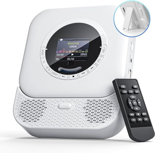 Arafuna Portable CD Player With Bluetooth Receiver and Transmitter, HiFi Speakers, Built-in LED Display, FM Radio Support