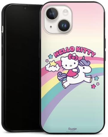 Slim Case extra dünn kompatibel mit Apple iPhone 14 Silikon Handyhülle schwarz Hülle Hello Kitty Unicorn Bonbon
