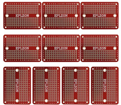 EPLZON Prototype Board Lötbares Breadboard Doppelseitig Leiterplatte PCB Circuit Board zum Schweißen von,DIY elektronische Artikel,Rot(Packung mit 10 Stück)