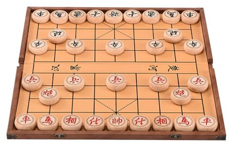 2 Spieler Chinesischen Schach Spiel Set Buchenholz Tragbare Xiangqi Mit Faltbare Bord Tischplatte Strategie Brettspiel(A,5.8cm/2.3in)