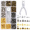 Belvanr 360 Juegos Remaches para Cuero 3 Tamaños Doble Tap Aremache de Metal Remaches con Kit de Herramienta de Fijación para Manualidades Artesanía de Cuero(4 colores)
