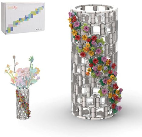 CreativeBlocker Vaso mattoncini da costruzione, fai da te, trasparente, modello di montaggio, giocattolo, kit di visualizzazione per bouquet 10280, una grande decorazione (473 pezzi)