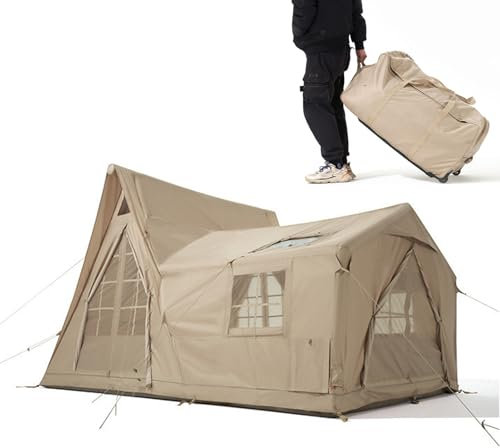 12,6㎡ aufblasbares Zelt mit Pumpe, aufblasbares Zelt für 8–10 Personen mit Herdheber, 4-Jahreszeiten-wasserdichtes, winddichtes, großes Luftzelt für Outdoor-Camping