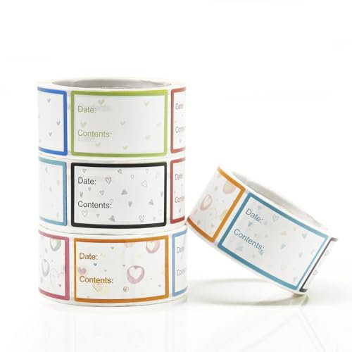 MOLHEM 1 x 1.6 Freezer Labels - 4 Rolls (800pcs) Ultra-Strong Adhesive, Waterproof & Reusable Date Stickers for Food Storage, Jars & Meal Prep | Heavy-Duty Grip for Long-Lasting Use