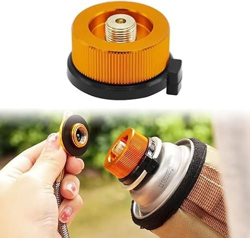 Conector de Estufa de Camping, Adaptador de Hornillo de Camping, Conversión de Gas, Adaptador de Botella para Bidón de Butano, Adaptador de Pistón para Cartucho de Gas para Atornillar (Amarillo)