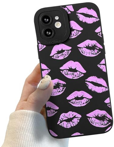 Compatibile per iPhone 11, custodia protettiva per iPhone 11 con motivo labbra rosa e nero, custodia protettiva sottile in morbido TPU per iPhone 11