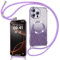Phoona Couqe Magnétique pour iPhone 16 Pro Con Cordon, Compatible avec MagSafe, Brillant Glitter Pailleté Antichoc Durable Résistante Etui pour iPhone 16 Pro Bumper, Violet