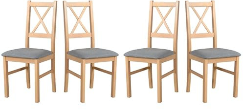 LeafDesign Esszimmerstühle Holz - Esszimmerstuhl 120 kg - Stuhl Buche Massiv - Stühle Esszimmer 4er Set - Holzstuhl - Esstischstühle - Küchenstühle 4er Set - Sonoma