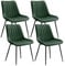 SONGMICS Esszimmerstuhl 4er Set, Küchenstuhl, Samt, Polsterstuhl, bis 120 kg belastbar, Stahlbeine, Gebogene Rückenlehne, für Esszimmer, Küche, grün-tintenschwarz LDC090C14
