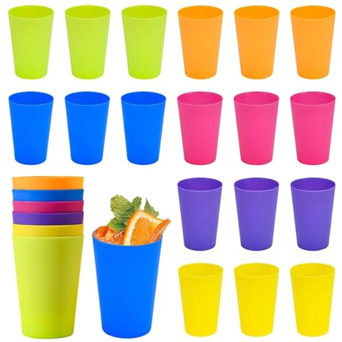 Ricofot Vasos Plastico, 260ml Vasos de Plastico, Reutilizable Vasos Plastico Duro Adecuado Para Fiestas Barbacoas Cumpleaños Campamentos Caminatas Paseos en Bote Aulas etc